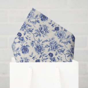 Pretty Blue Flowers Bridal Shower Tissue Paper