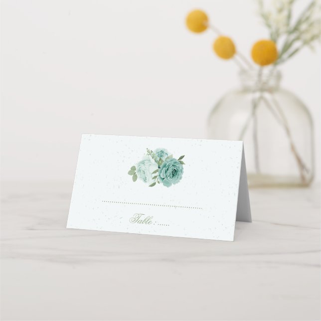pretty blue flowers green leaves botanical place c card (Front)