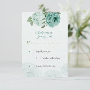 pretty blue flowers green leaves botanical RSVP ca Card
