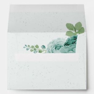 pretty blue flowers green leaves botanical wedding envelope