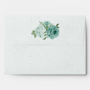 pretty blue flowers green leaves botanical wedding envelope