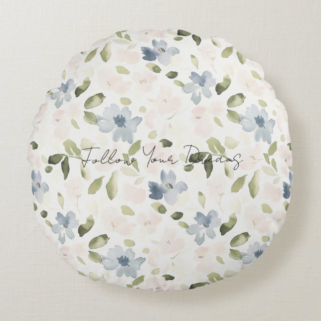 Pretty Blue flowers Round Cushion (Front)
