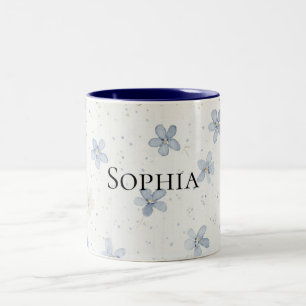 Pretty Blue Flowers Two-Tone Coffee Mug