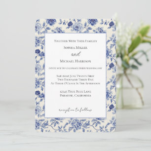 Pretty Blue Flowers Wedding Invitation