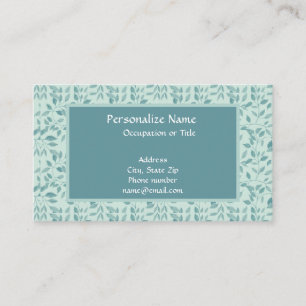 Pretty Blue Foliage Floral Nature Leaves Business Card
