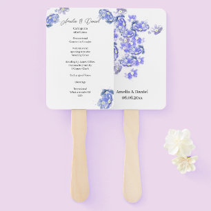 Pretty Blue Forget-me-not Wedding Ceremony Program Hand Fan
