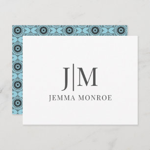 Pretty Blue Geometric Shapes Monogram Card