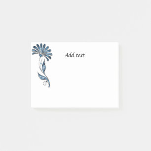 Pretty Blue Glitter Flower Template Post-it Notes