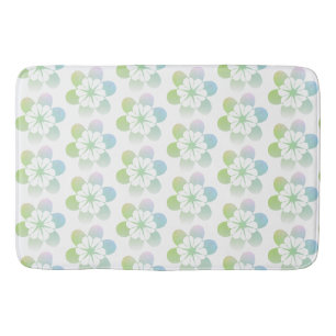 Pretty Blue Green Floral Gradient Bath Mat