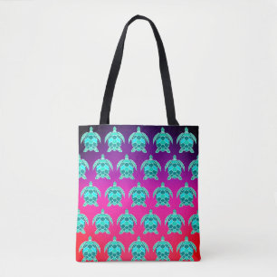 Pretty Blue green turquoise teal turtles pattern Tote Bag