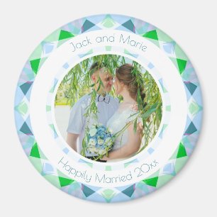 Pretty Blue Green Wedding Keepsake Photo Gift Magnet