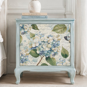 Pretty Blue Hydrangea Ephemera Script Decoupage Tissue Paper