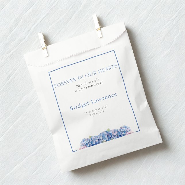 Pretty Blue Hydrangea Funeral Seed Packet Favour Bags (Creator Uploaded)