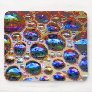 Pretty Blue Iridescent Coffee Bubbles Mouse Pad