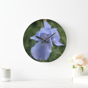 Pretty Blue Iris Floral Wall Clock