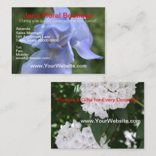 Pretty Blue Iris Mountain Laurel Florals Business Card