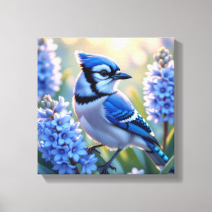 Pretty Blue Jay and Lilacs  Canvas Print