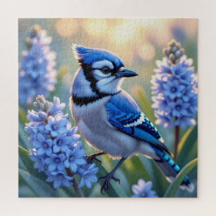 Pretty Blue Jay and Lilacs  Jigsaw Puzzle
