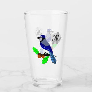 Pretty Blue Jay Bird Glass