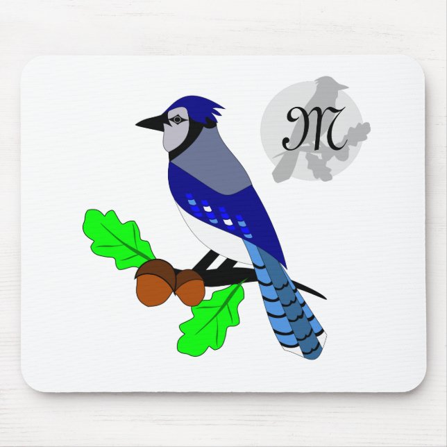 Pretty Blue Jay Bird Mouse Pad (Front)