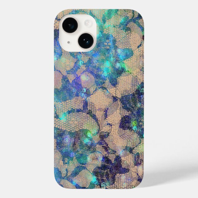 Pretty Blue Lace Roses Case-Mate iPhone Case (Back)