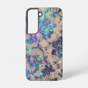 Pretty Blue Lace Roses Samsung Galaxy Case