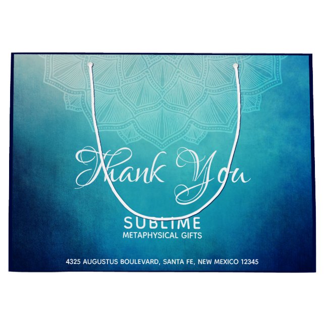 Pretty Blue Mandala Abstract Business Large Gift Bag (Front)
