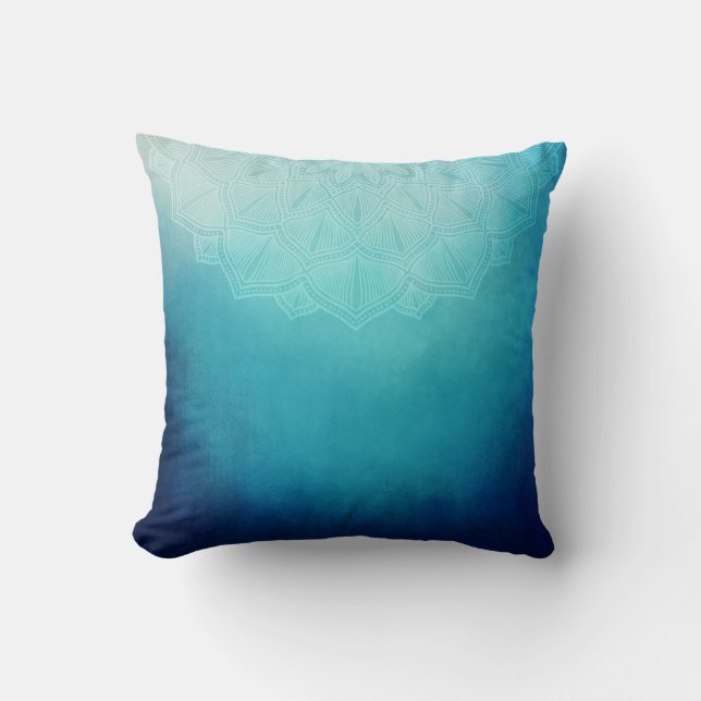Pretty Blue Mandala Abstract Cushion (Front)