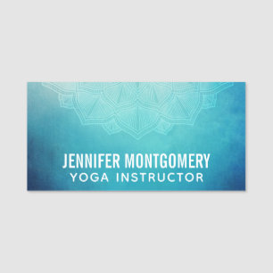 Pretty Blue Mandala Abstract Name Tag