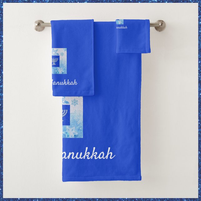 Pretty Blue Menorah Hanukkah Bath Towel Set (Creator Uploaded)