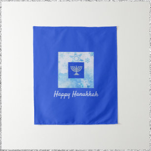 Pretty Blue Menorah Hanukkah Tapestry