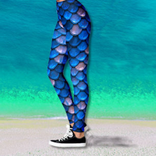 Pretty  Blue Mermaid Fish Scales Leggings