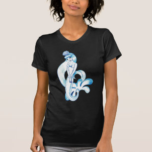Pretty Blue Mermaid Light Blue Background T-Shirt