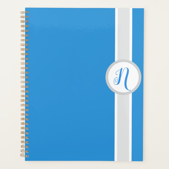 Pretty Blue Monogram Planner (Front)