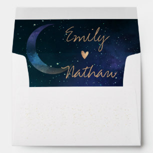 Pretty Blue Moon Heart UNDER THE STAR Wedding Envelope