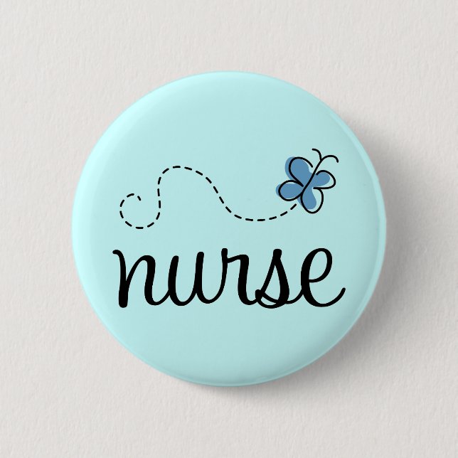 Pretty Blue Nurse Button (Front)