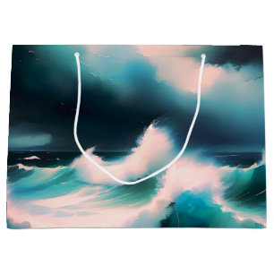 Pretty Blue Ocean waves painting Large Gift Bag