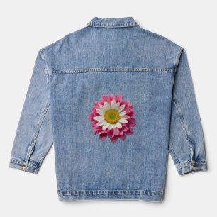 Pretty Blue, Pink, and White Flowers with Striped Denim Jacket