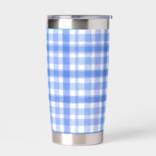 Pretty Blue Plaid Insulated Tumbler (Left)