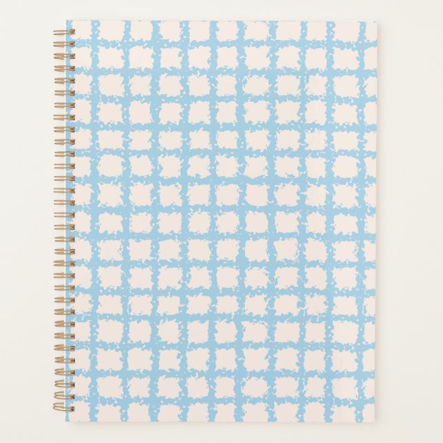 Pretty Blue Plaid Off-White Planner (Front)