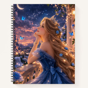 Pretty blue Princess College Ruled Notebook