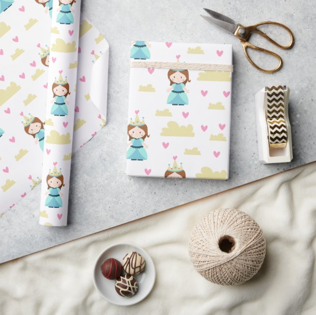 Pretty Blue Princess Pattern Wrapping Paper (Crafts)