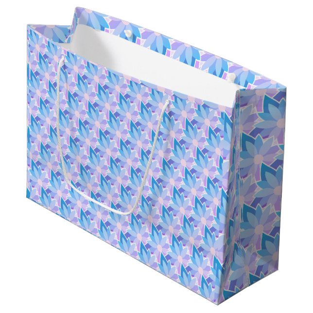 Pretty Blue Purple Flower Large Gift Bag (Front Angled)