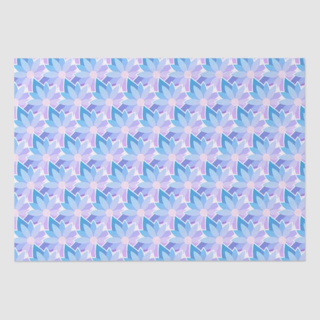 Pretty Blue Purple Flower Tissue Paper (Front)