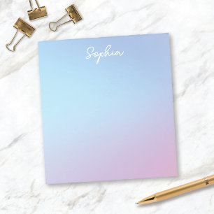 Pretty Blue Purple Ombré Personalised w/Name Notepad