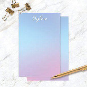 Pretty Blue Purple Ombré Personalised w/Name Stationery