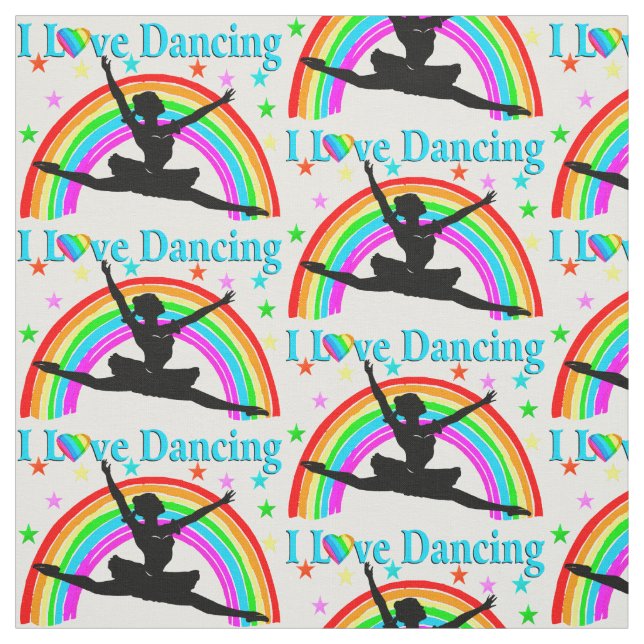 PRETTY BLUE RAINBOW I LOVE DANCING FABRIC (Swatch)