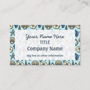 Pretty Blue Shell Starfish Sea Marine Pattern Business Card
