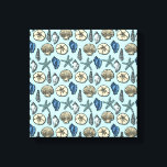 Pretty Blue Shell Starfish Sea Pattern Canvas Print<br><div class="desc">This pretty, blue and cream seashell and starfish pattern conjures up images of the beach and summer. There are five varieties of shells in the design and one starfish. Perfect for nautical / beach / ocean / coastal theme decor. The light blue background colour can be customised to whatever you'd...</div>