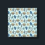Pretty Blue Shell Starfish Sea Pattern Canvas Print<br><div class="desc">This pretty, blue and cream seashell and starfish pattern conjures up images of the beach and summer. There are five varieties of shells in the design and one starfish. Perfect for nautical / beach / ocean / coastal theme decor. The light blue background colour can be customised to whatever you'd...</div>